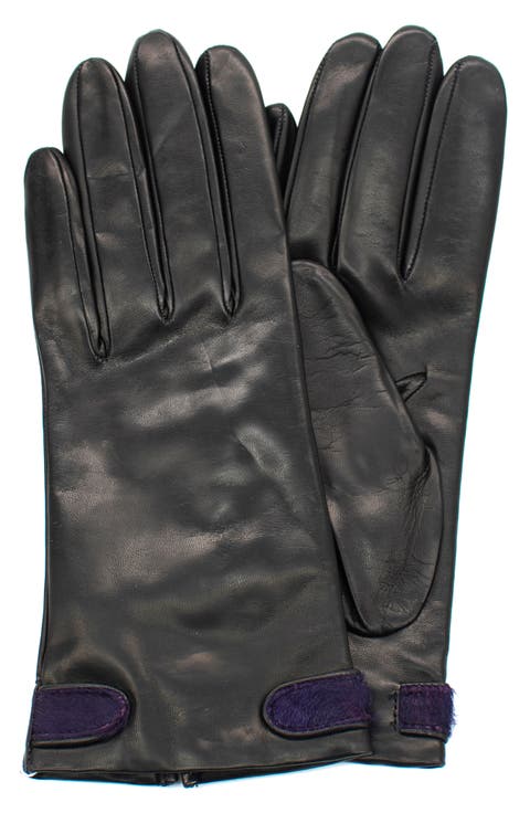 Genuine Calf Hair Trim Leather Gloves