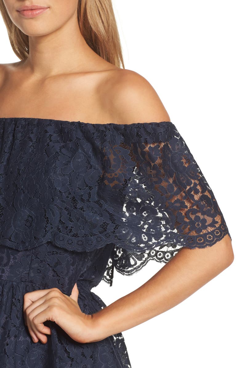 Eliza J Lace Off the Shoulder Dress, Alternate, color, 