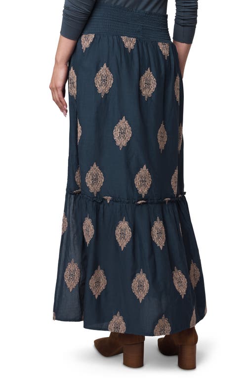 Splendid Vivian Print Smocked Maxi Skirt In Green