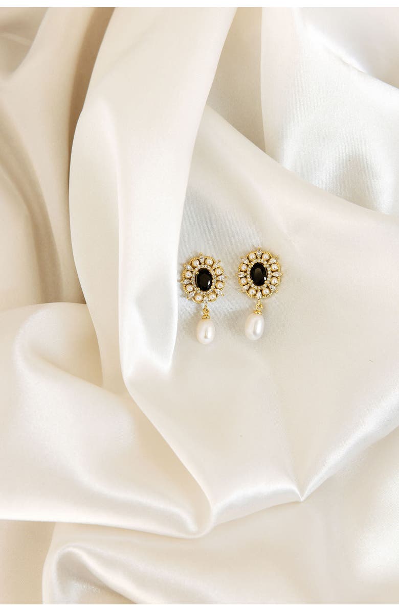 Untamed Petals Gilded Pearl Drop Earrings, Alternate, color, Gold