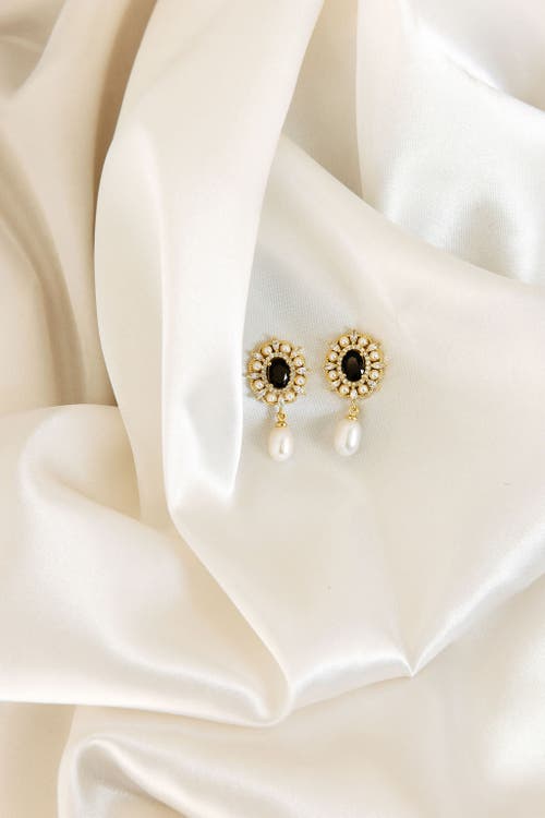Untamed Petals Gilded Pearl Drop Earrings In Gold
