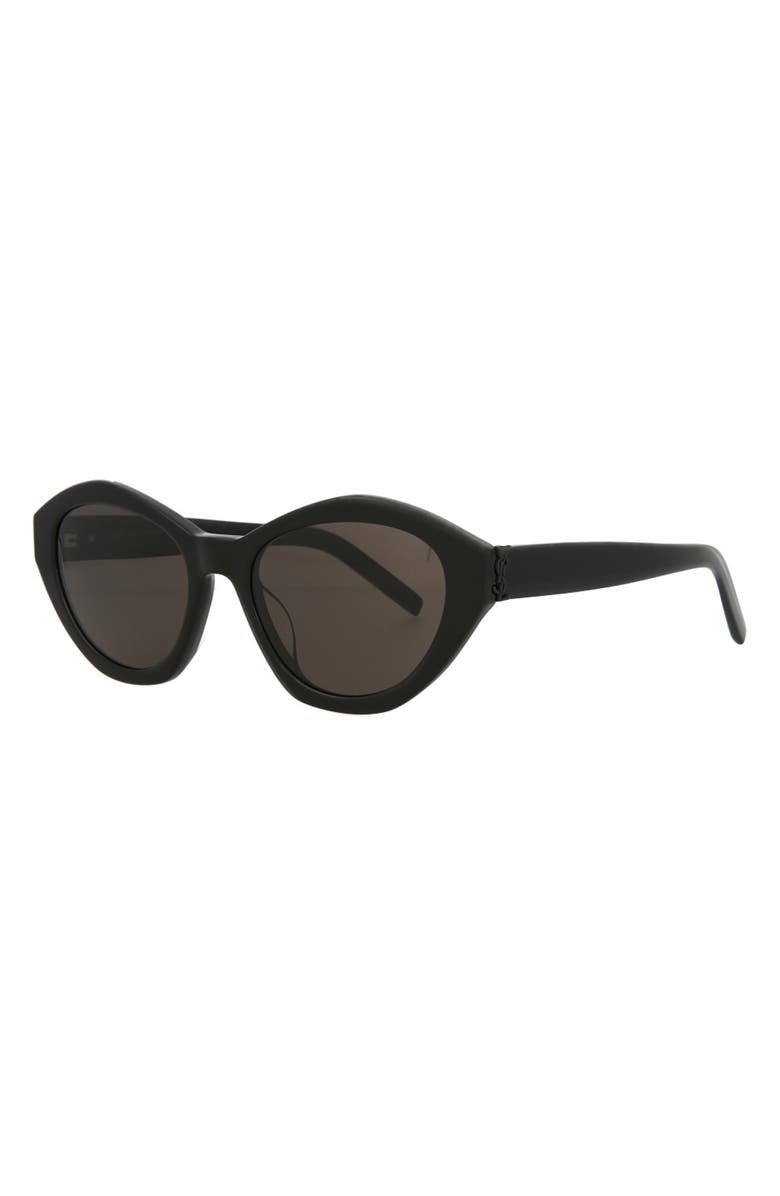 Saint Laurent 54mm Elongated Sunglasses, Alternate, color, Black Black Black