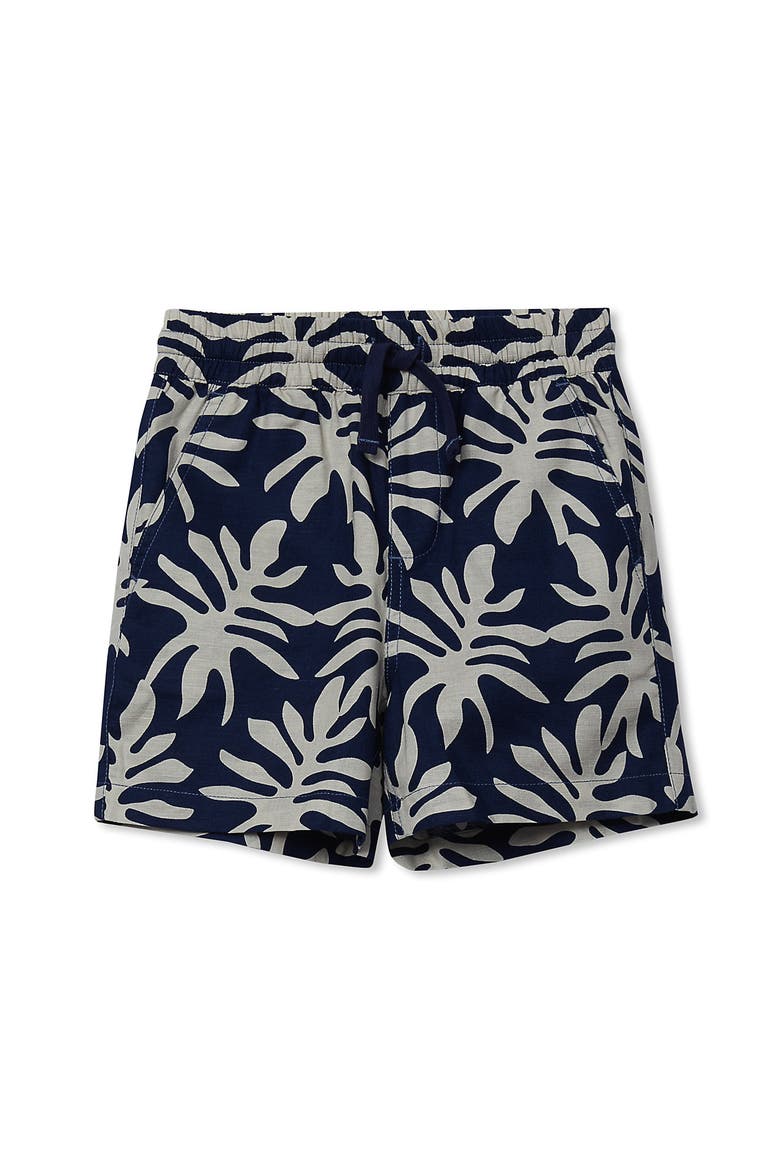 Boys Linen Slub Shorts, Main, color, Tropical Leaf/Navy