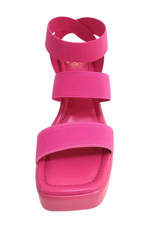 Ninety Union Paige Elastic Strap Wedge Sandal In Fuchsia