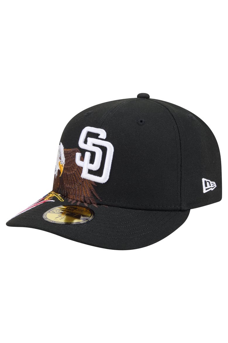 Men's New Era Black San Diego Padres Americana Bald Eagle Pre-Curved 59FIFTY Fitted Hat, Alternate, color, Black