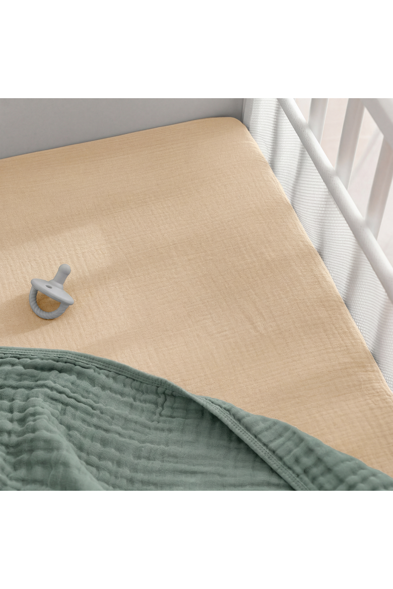 Muslin Cotton Bassinet Sheets, 2 Pack, Alternate, color, Fern and Cream