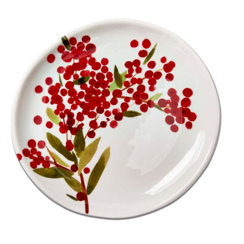 Tag Christmas Sprig Salad Plate Dishwasher Safe Everyday Dining In Red