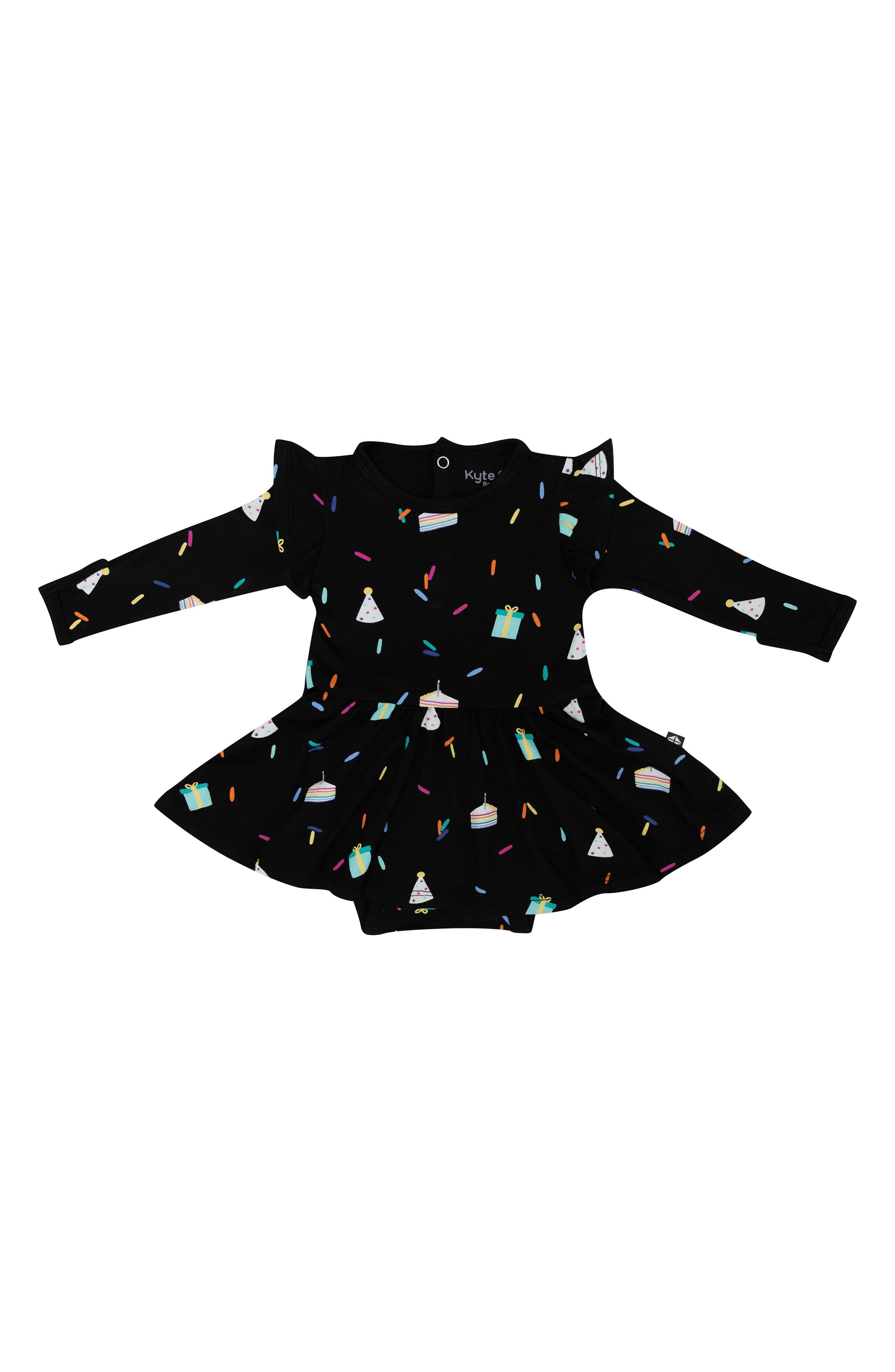 Kyte BABY Midnight Party Twirl Long Sleeve Skirted Bodysuit