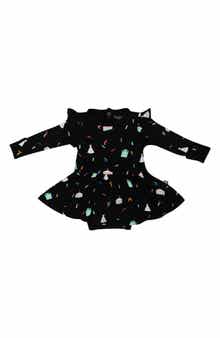 Kyte BABY Midnight Party Twirl Long Sleeve Skirted Bodysuit