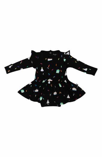 Kyte BABY Midnight Party Twirl Long Sleeve Skirted Bodysuit