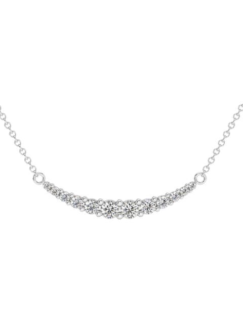 1/2Ct TW Diamond Graduated Bar Necklace 14k Gold Lab Grown Pendant 28mm