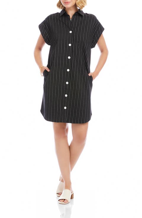 Stripe Cap Sleeve Shirtdress