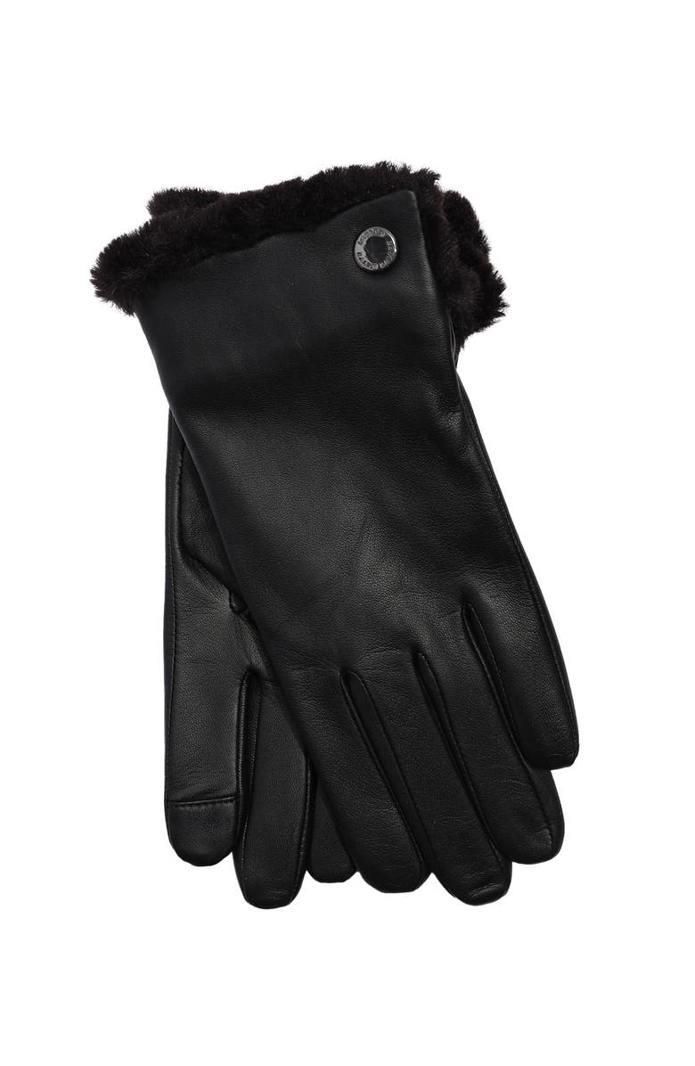 Lauren Ralph Lauren Faux Fur Lined Leather Touch Glove, Main, color, 