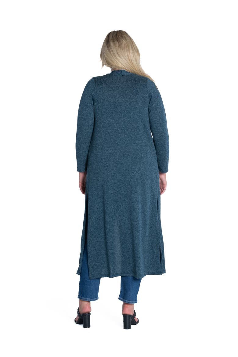 Plus Size Long Duster Open Front  Knit Cardigan, Alternate, color, Teal