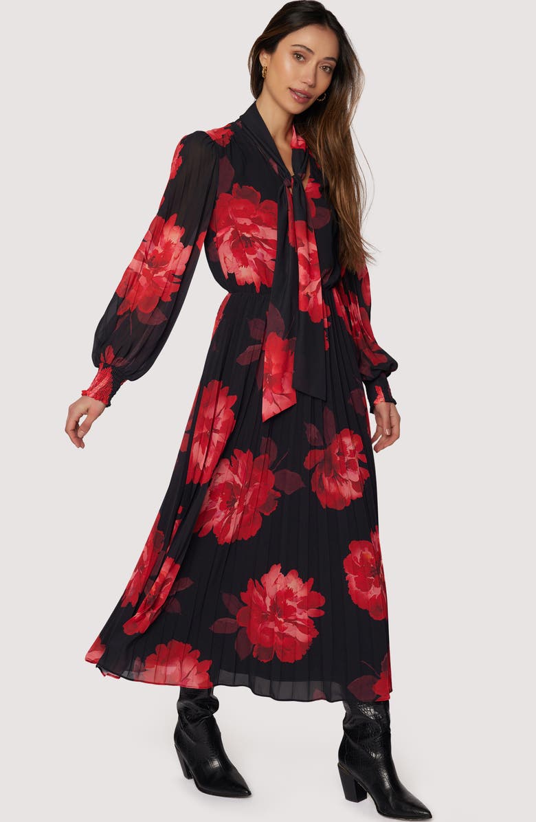 Lost + Wander Scarlet Melody Floral Long Sleeve Maxi Dress, Alternate, color, Black Red Floral
