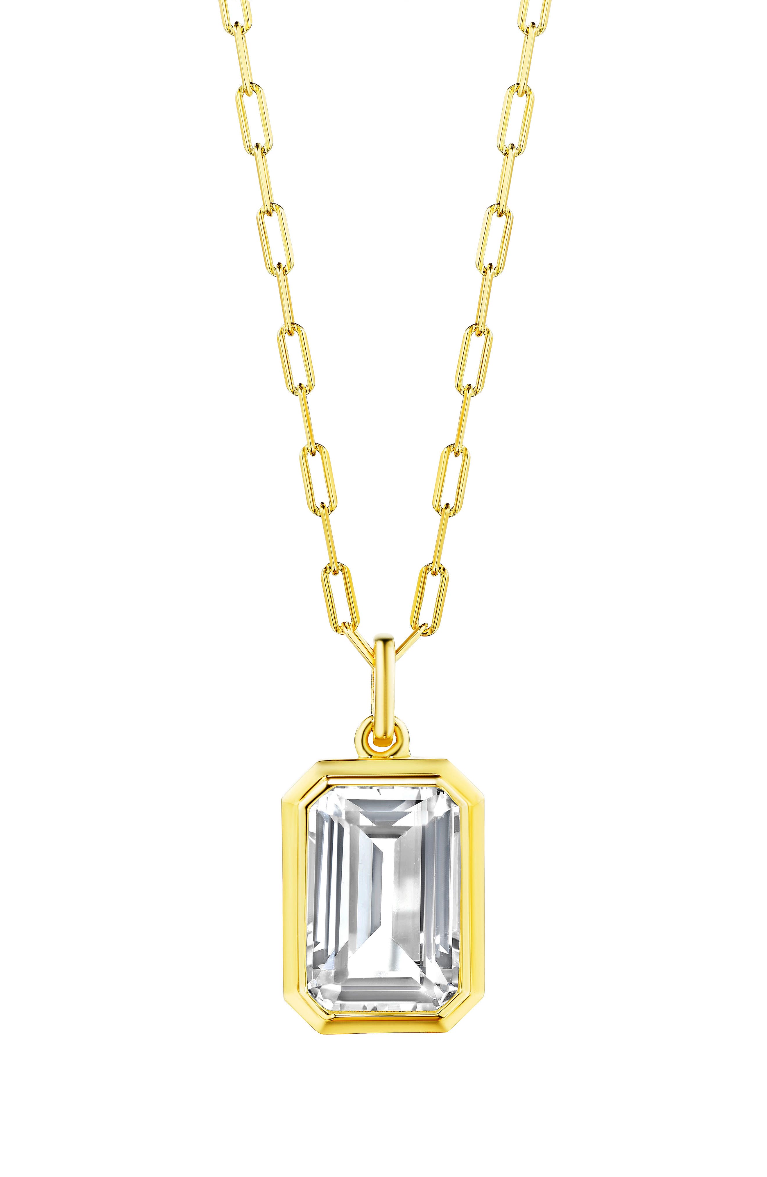 House of Frosted 14K Gold Plate Sterling Silver White Topaz Pendant Necklace