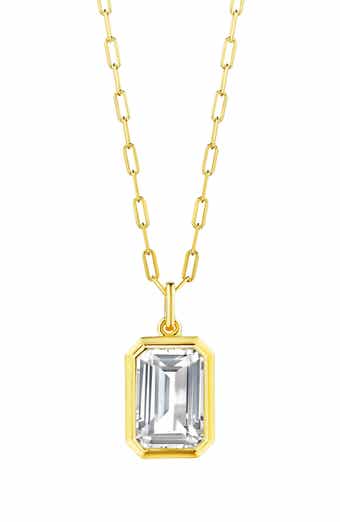 House of Frosted 14K Gold Plate Sterling Silver White Topaz Pendant Necklace