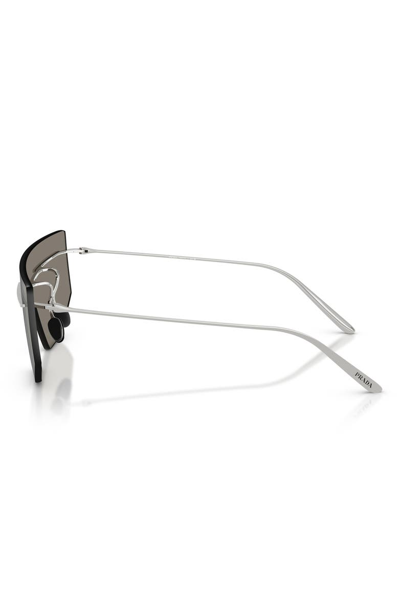 Prada 140mm Shield Sunglasses, Alternate, color, Silver/ Light Grey Silver