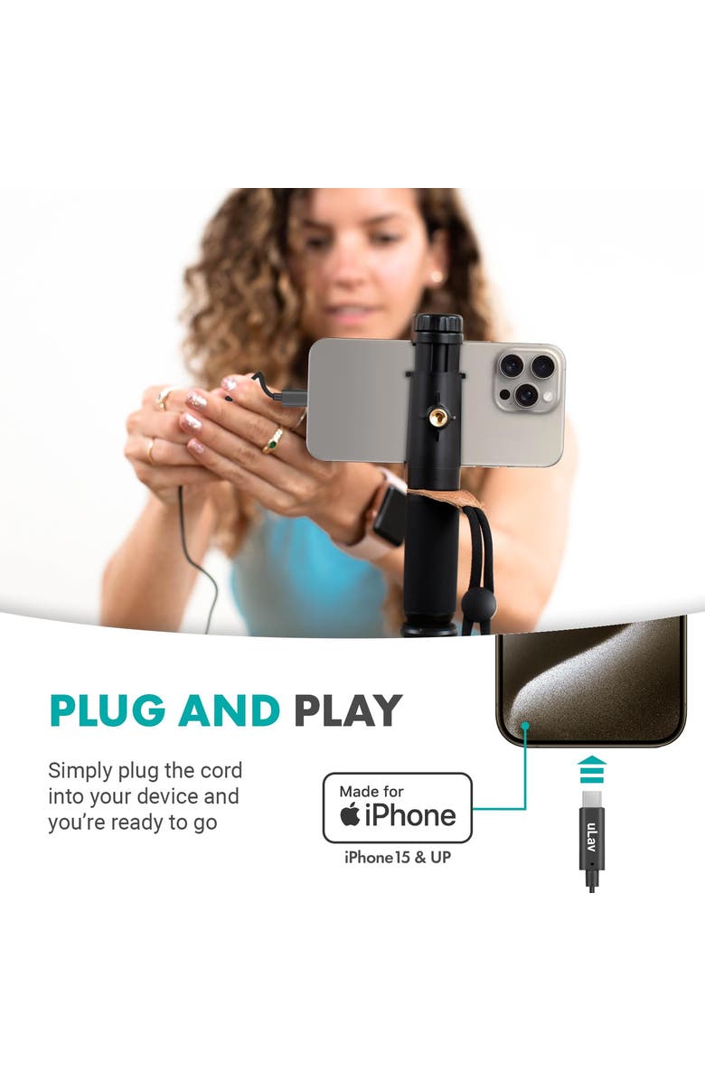 MOVO uLav-L-Duo Digital Dual iPhone 15/16 Lavalier Omnidirectional Clip on Microphone, Alternate, color, Black