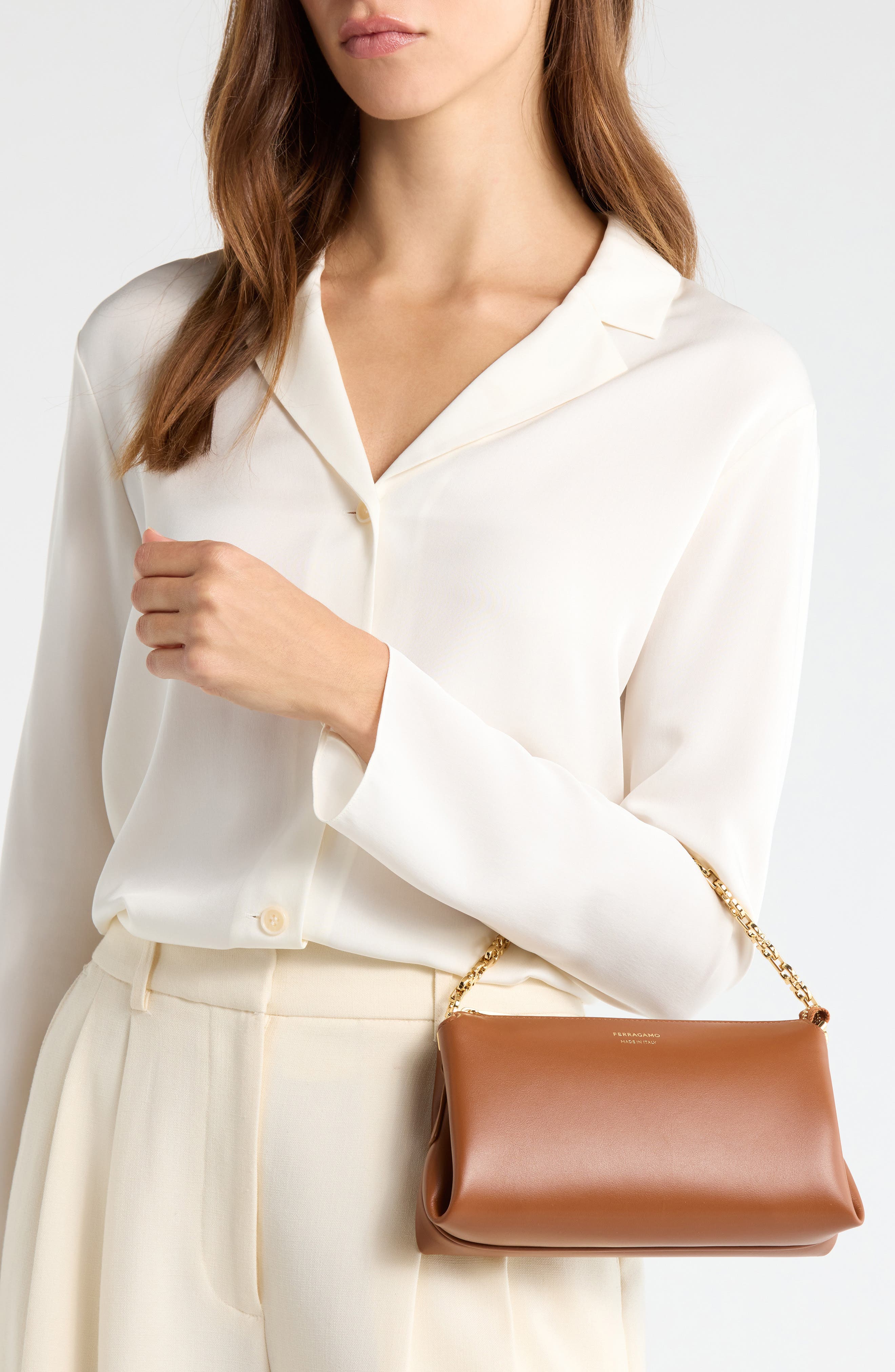 FERRAGAMO Mini New Line Shoulder Bag, Alternate, color, Natural Resort