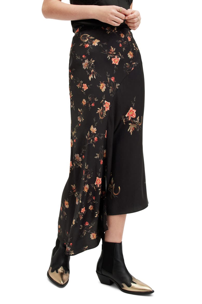 Luisa Tanana Asymmetric Maxi Skirt, Main, color, BLACK