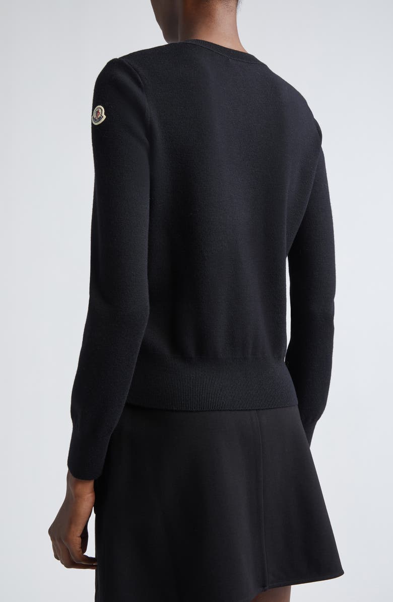 Moncler Wool Knit & Quilted Down Cardigan, Alternate, color, Black