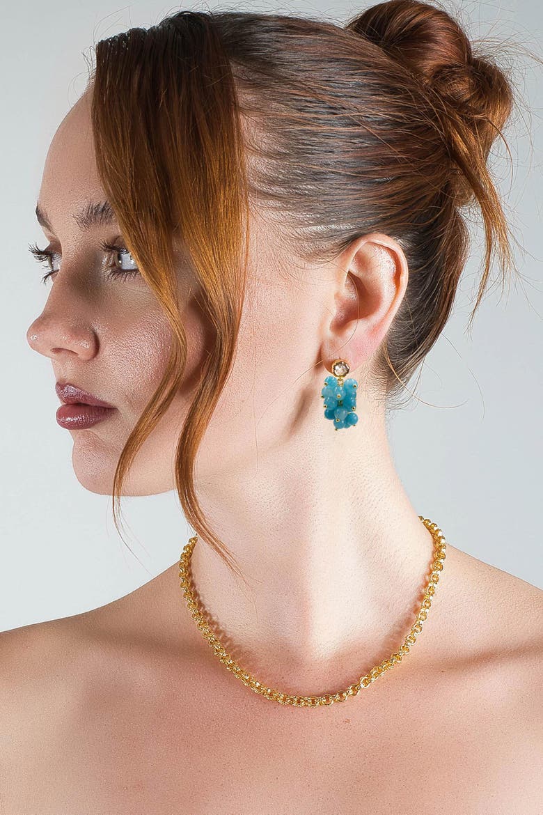 Gia Amazonite Cascade Cluster Drop Earrings, Alternate, color, Blue