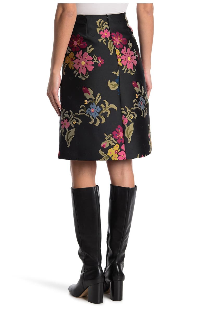 RED Valentino Pixelated Floral A-Line Skirt, Alternate, color, 