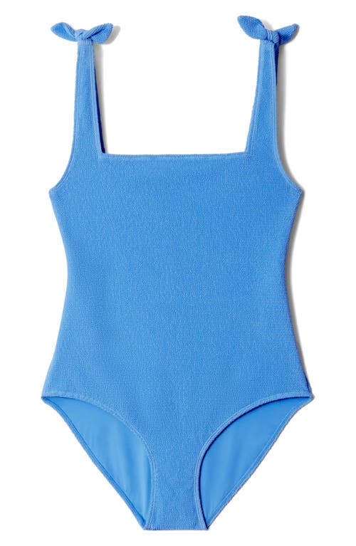& Other Stories Seersucker One-piece Swimsuit In Blue
