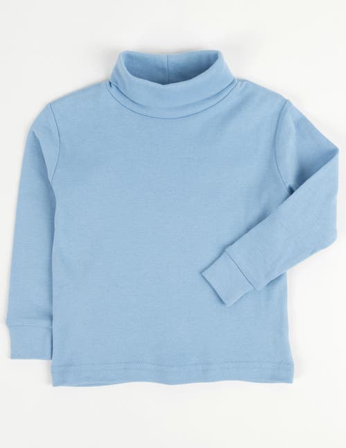 Leveret Kids Turtleneck, 100% Cotton, Solid Colors In Blue