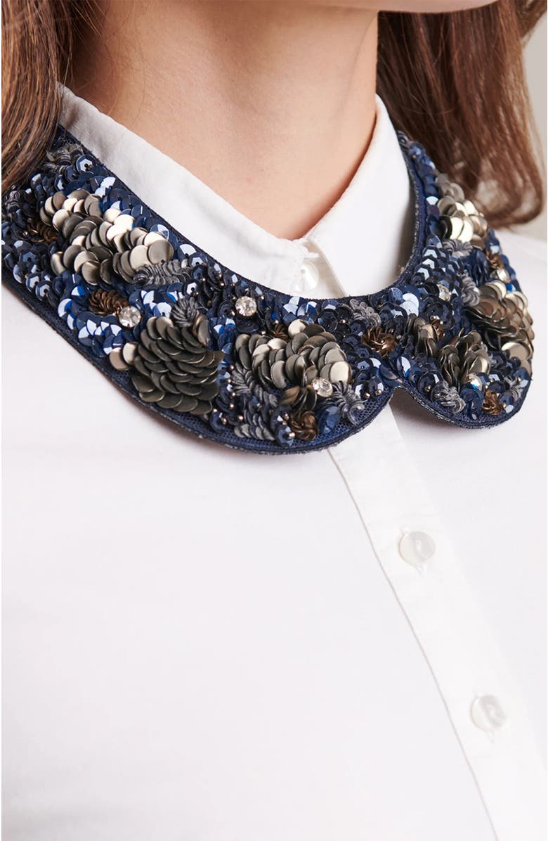 Anne Fontaine Satin Collar, Alternate, color, Blue