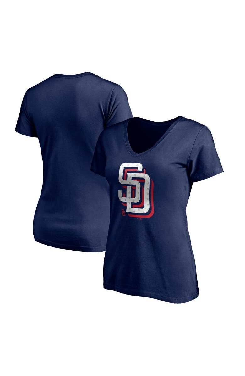 FANATICS Women's Fanatics Branded Navy San Diego Padres Red White and Team V-Neck T-Shirt, Main, color, Navy