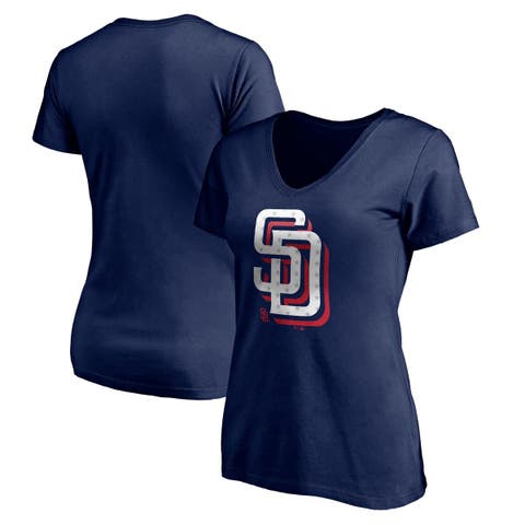 Women's Fanatics Branded Navy San Diego Padres Red White and Team V-Neck T-Shirt
