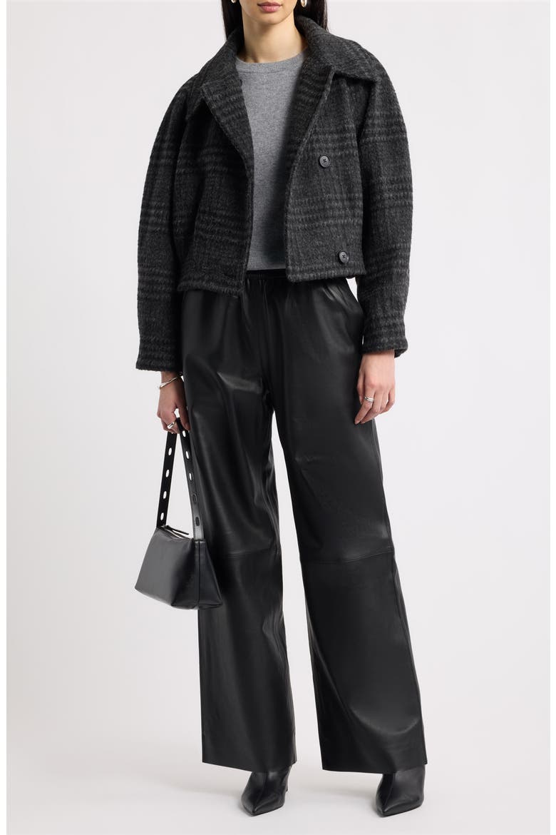 Plaid Cropped Pleated Jacket, Alternate, color, BLACK- GREY MAUDE PLAID