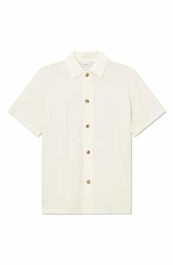 Les Deux Axel Pointelle Short Sleeve Organic Cotton Button-Up Shirt