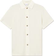 Les Deux Axel Pointelle Short Sleeve Organic Cotton Button-Up Shirt