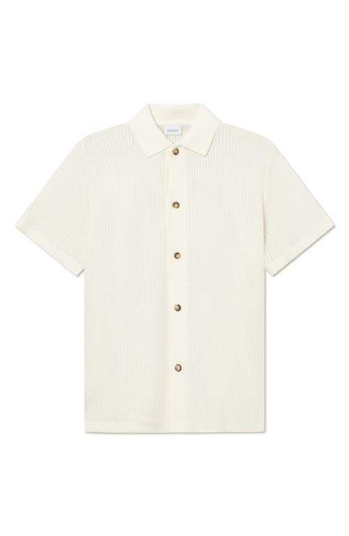 Les Deux Axel Pointelle Short Sleeve Organic Cotton Button-up Shirt In Pink