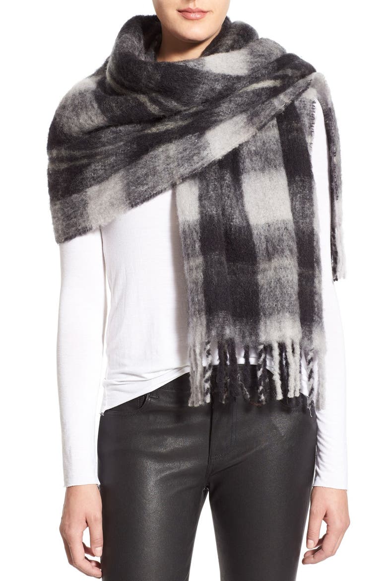 MARC BY MARC JACOBS Plaid Blanket Scarf, Alternate, color, BLACK MULTI