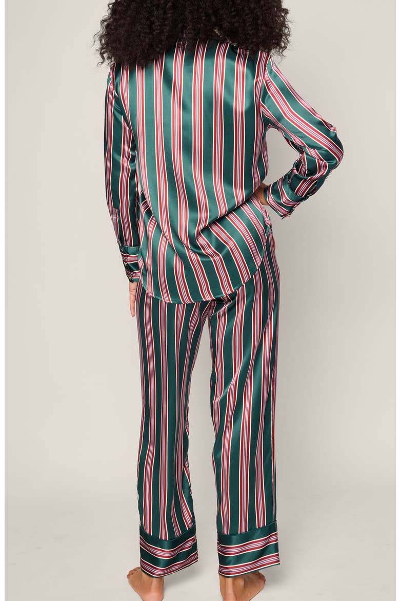 Lancaster Stripe Mulberry Silk Pajamas, Alternate, color, GREEN