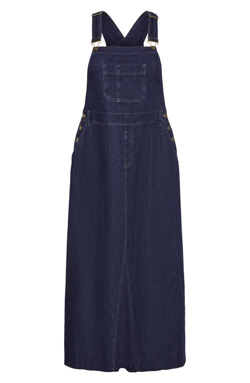 City Chic Pinafore Maxi Dress In Denim Mid