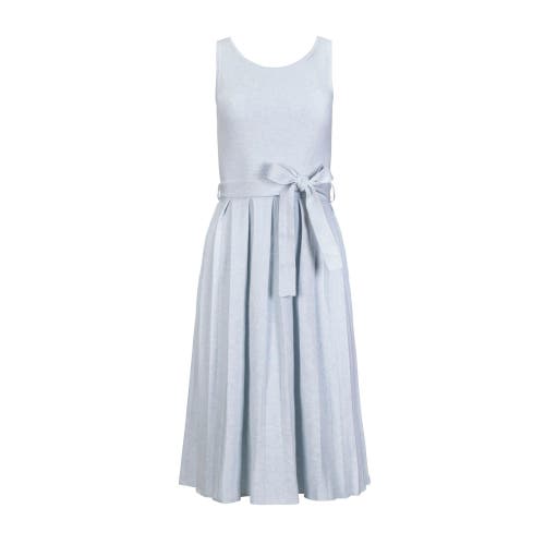 Hope & Henry Organic Pleated Sweater Knit Dress In Light Blue Heather