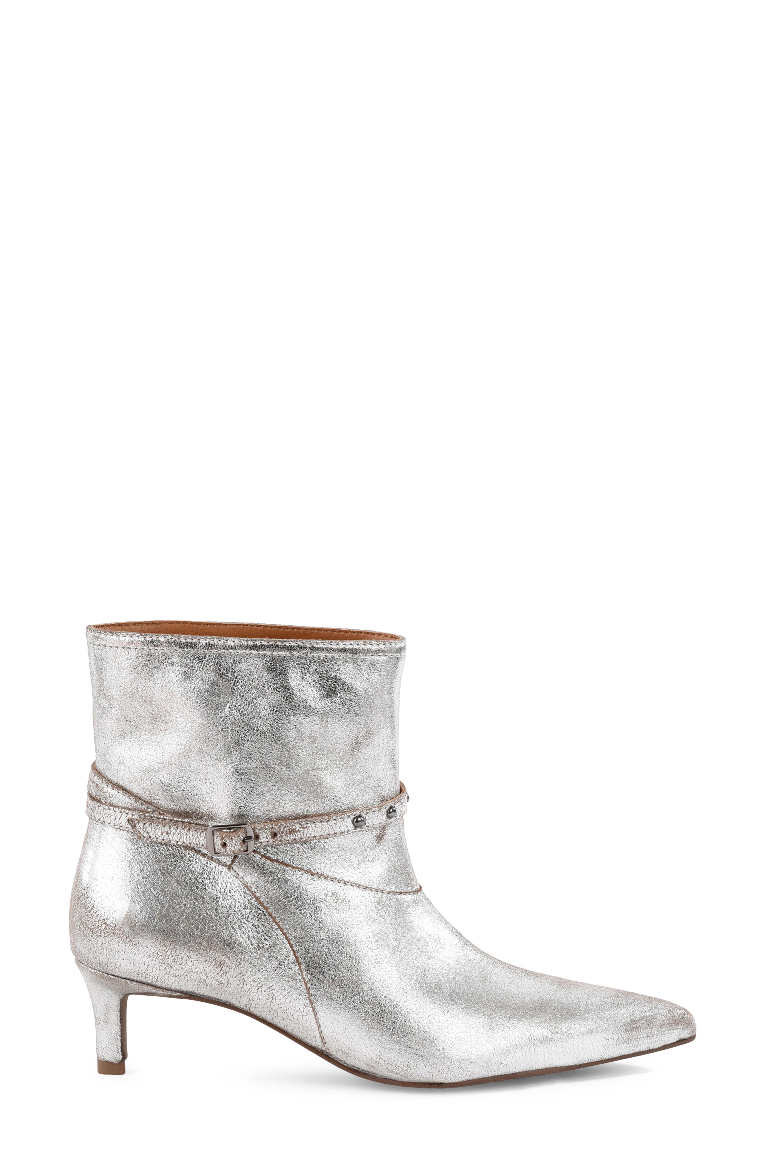 Seychelles Milan Pointed Toe Kitten Heel Bootie, Alternate, color, Pewter