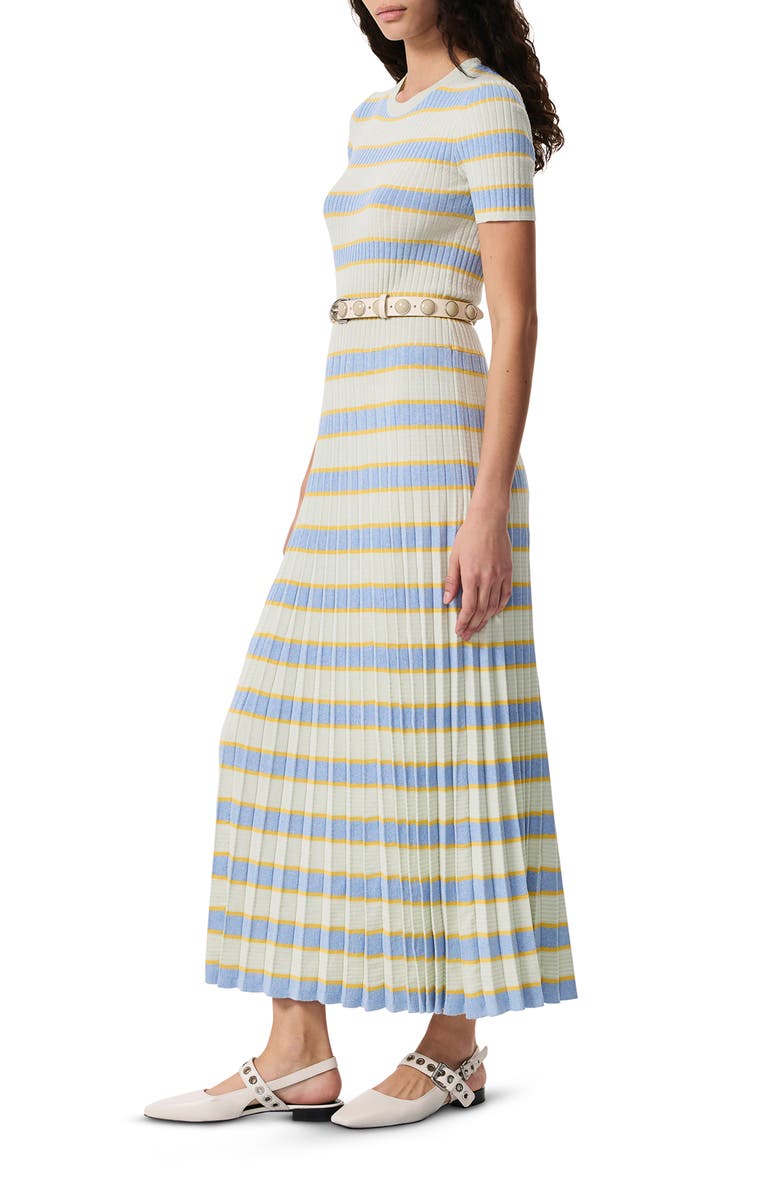 rag & bone Eloise Stripe Pleated Rib Sweater Dress, Alternate, color, Green Multi