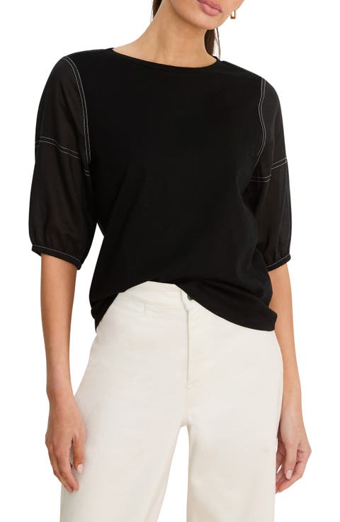 NZT by NIC+ZOE Puff Sleeve Cotton T-shirt (Petite)