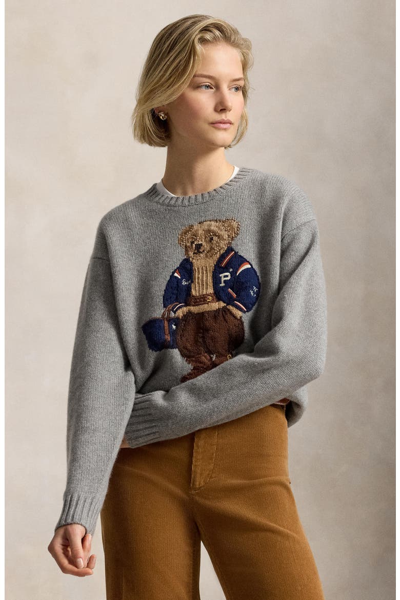 Polo Bear Wool Sweater, Alternate, color, OUTPOST GRAY HTHR