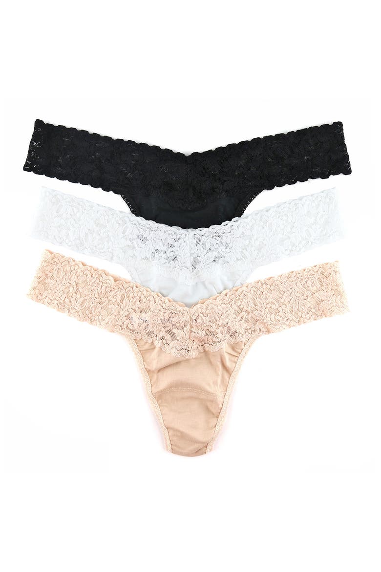 3-Pack Low Rise Thong, Main, color, BLACK/  WHITE/ CHAI