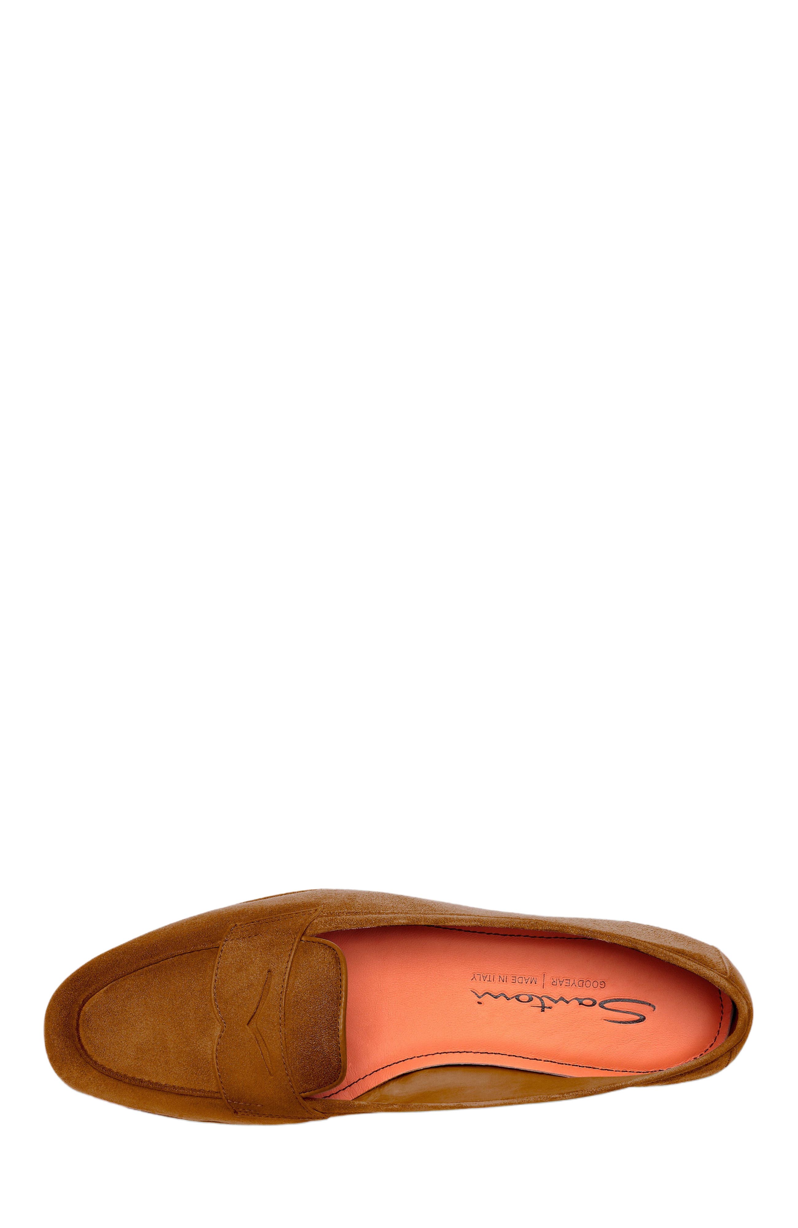 Santoni Women's suede Carla loafer, Alternate, color, Light Brown