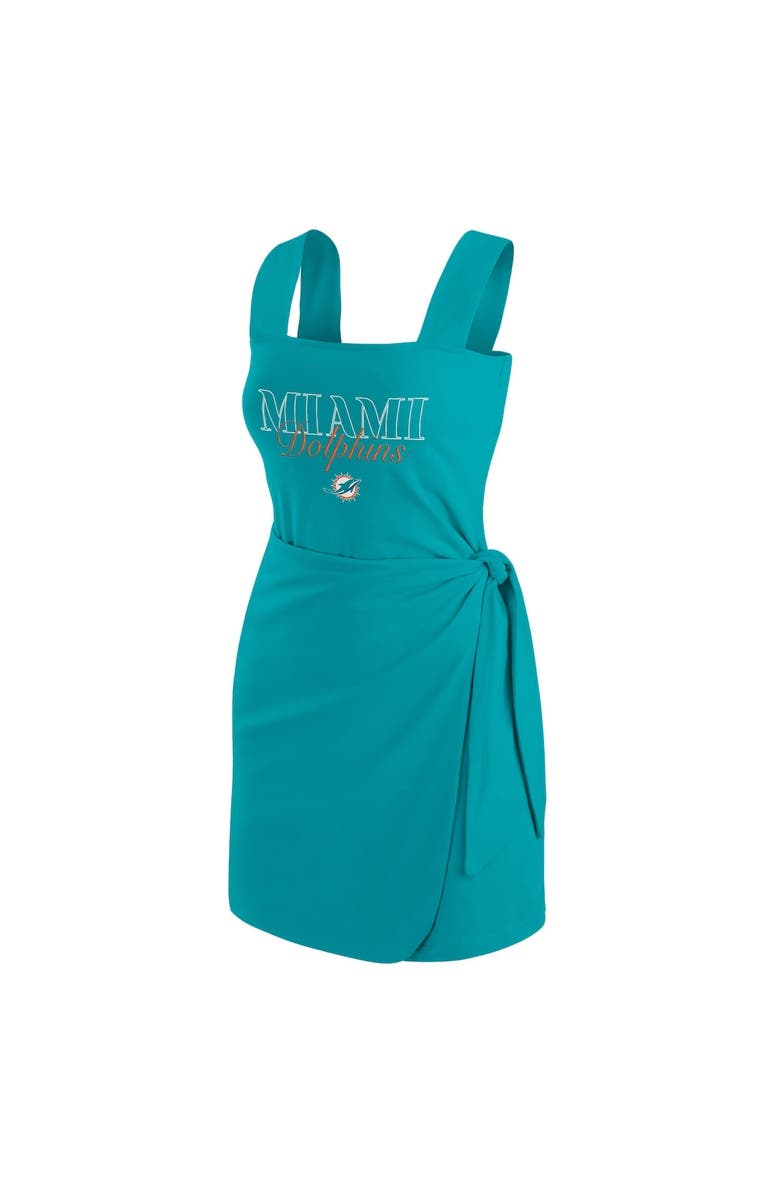 WEAR by Erin Andrews Women's WEAR by Erin Andrews  Aqua Miami Dolphins Wrap Dress, Alternate, color, Aqua