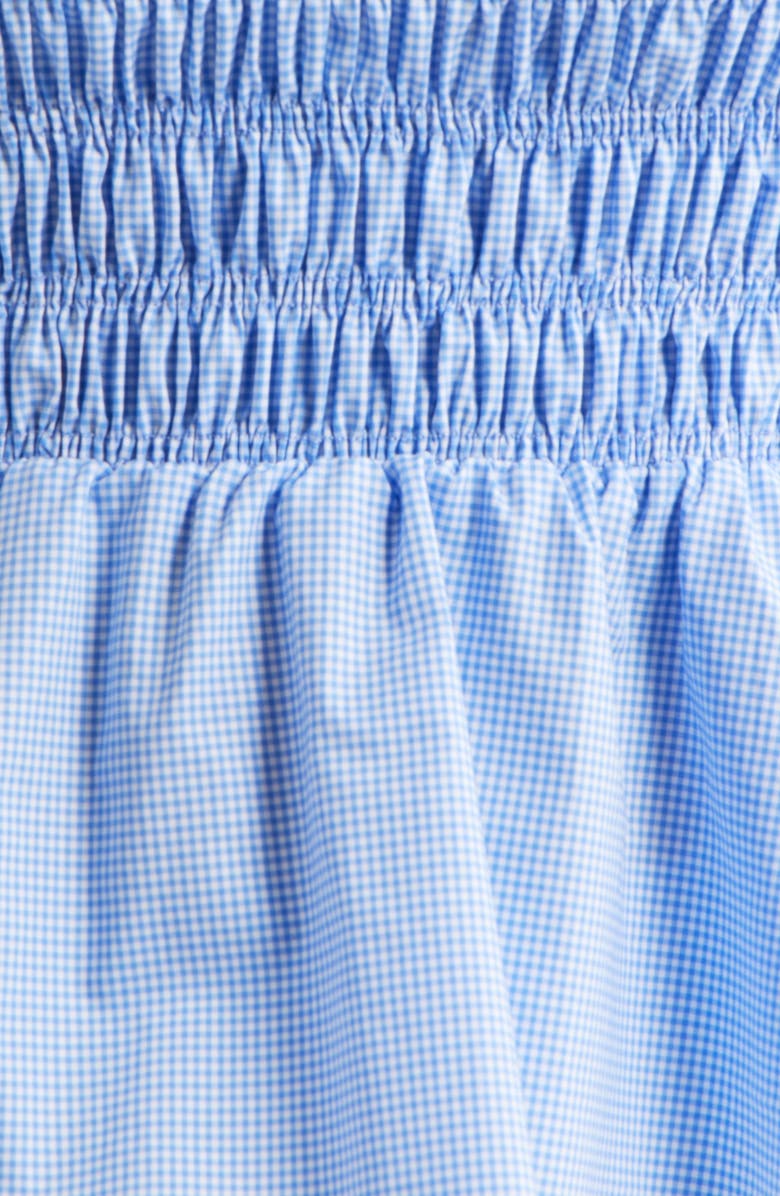 Faithfull the Brand Eudora Gingham Smocked Peplum Cotton Top, Alternate, color, Micro Gingham Soft Blue