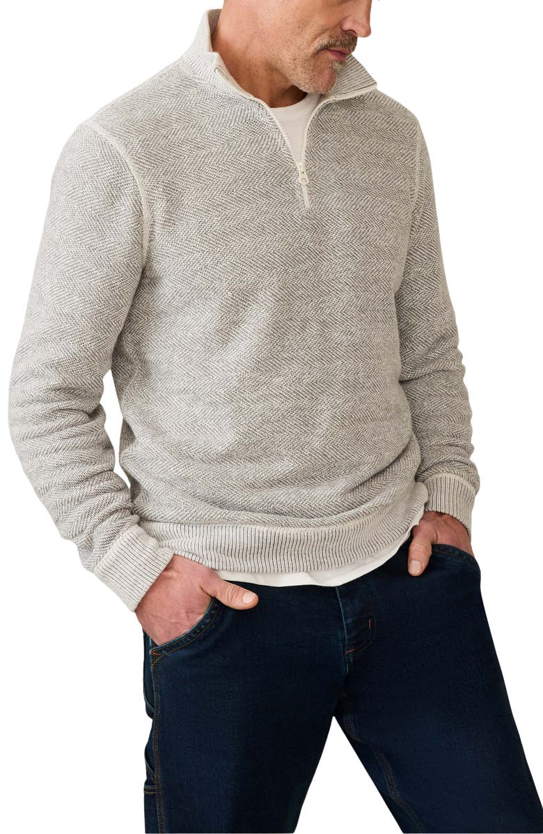 Faherty Whitewater Organic Cotton Blend Quarter Zip, Main, color, 